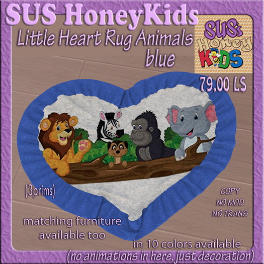 SUSHoneyKids Little Heart Rug Animals blue Box