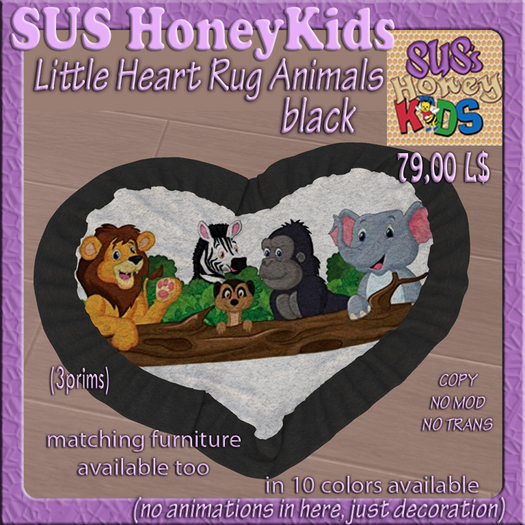 SUSHoneyKids Little Heart Rug Animals black Box