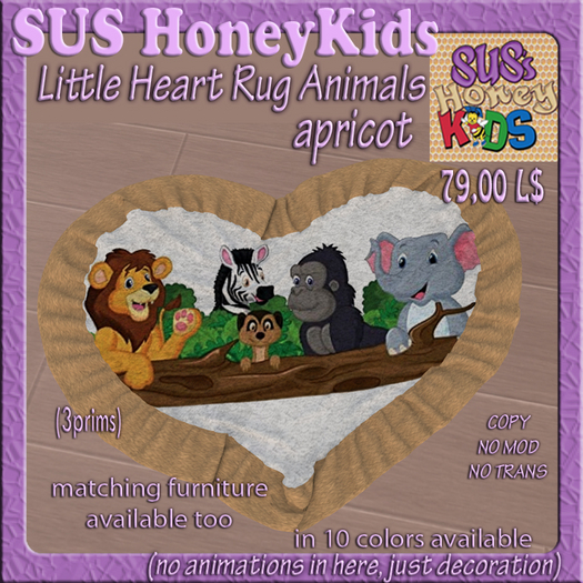 SUSHoneyKids Little Heart Rug Animals apricot Box
