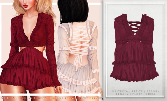[Aleutia] Kris Ruffle Dress -  Maroon