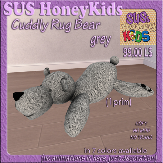 SUS HoneyKids Cuddly Rug Bear grey Box