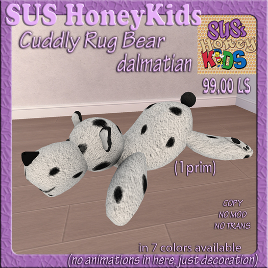 SUS HoneyKids Cuddly Rug Bear dalmatian Box