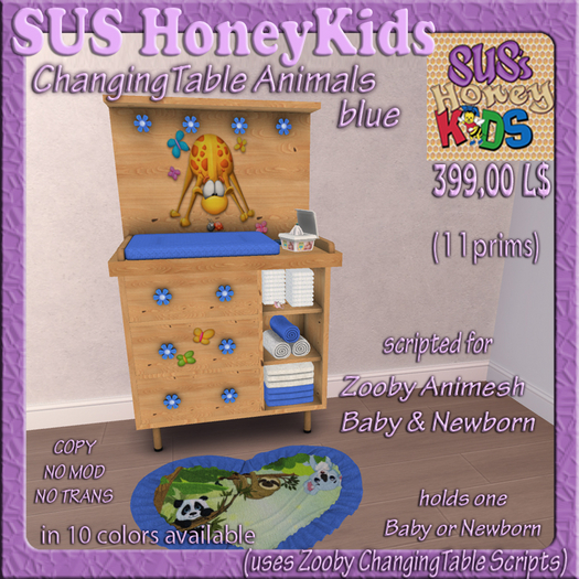 SUS HoneyKids Zooby Animesh ChangingTable Animals blue Box