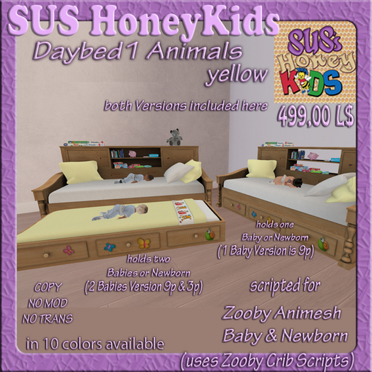 SUS HoneyKids Zooby Animesh Daybed1  Animals yellow Box