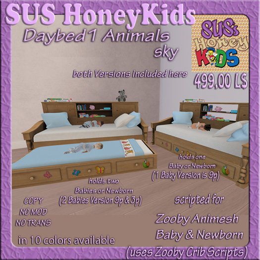 SUS HoneyKids Zooby Animesh Daybed1  Animals sky Box