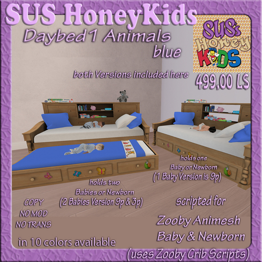 SUS HoneyKids Zooby Animesh Daybed1  Animals blue Box