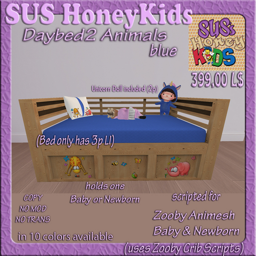 SUS HoneyKids Zooby Animesh Daybed2  Animals blue Box
