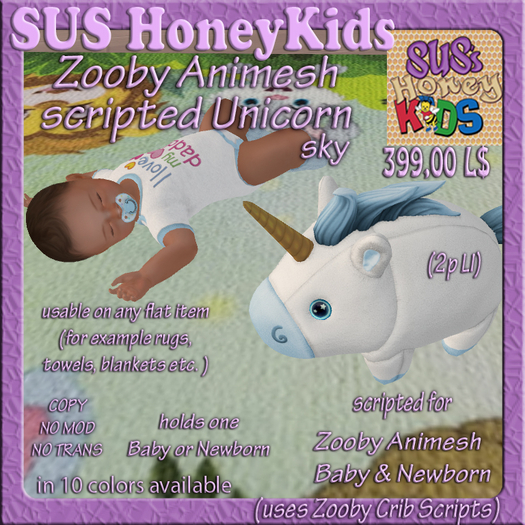 SUS HoneyKids Zooby Animesh scripted Unicorn sky Box