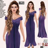 OFFSHOULDER PURPLE GOWN,CL&MESH BODY