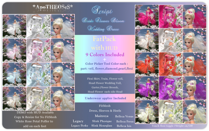 DEMO FatPack 9 Color Bride Flower Bloom Dress