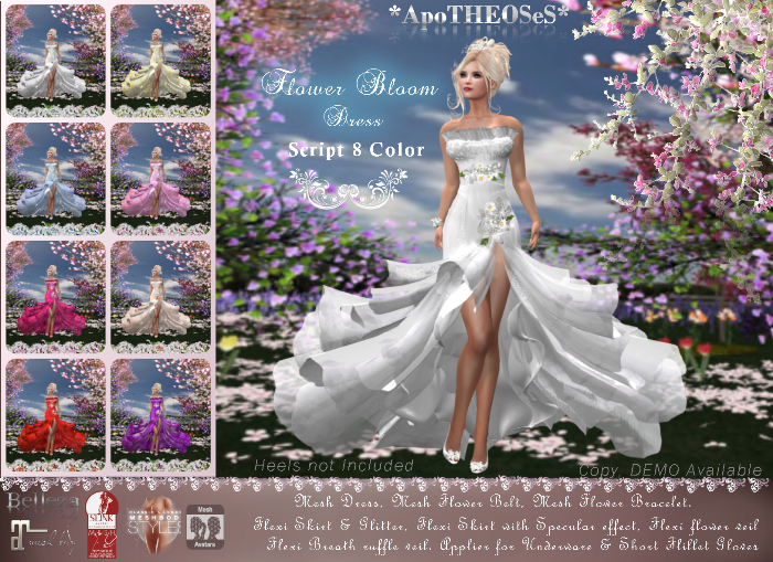 DEMO Script 8 Color flower Bloom dress ~ Bridesmaid