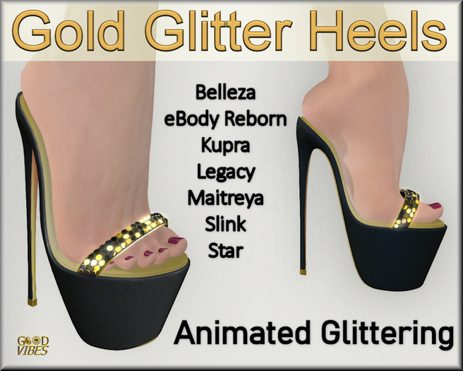 GoodVibes Gold Glitter Heels