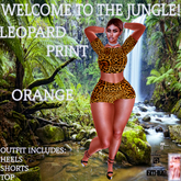 (SF) Leopard Print Top & Shorts Orange