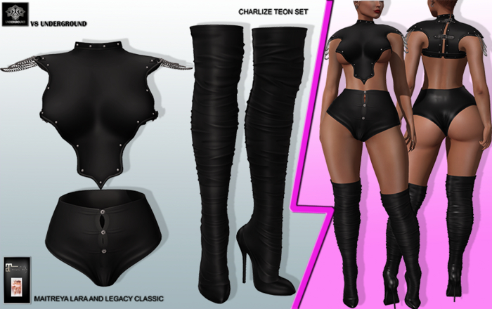 **CHARLIZE TEON BLACK POST APOCALYPSE STYLE COMPLET OUTFIT**