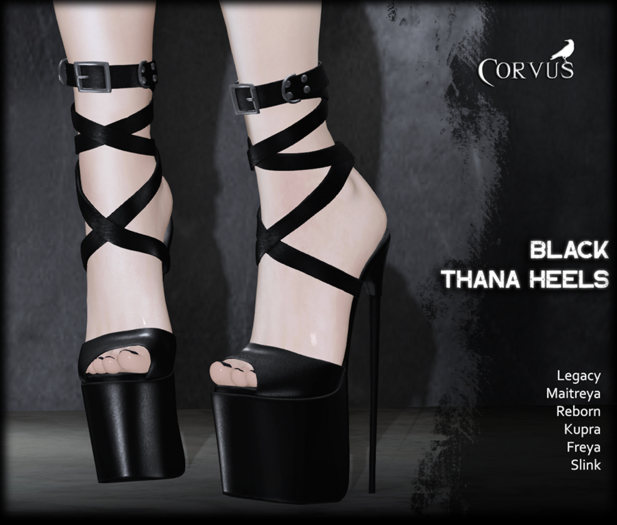 Corvus : Black Thana Heels