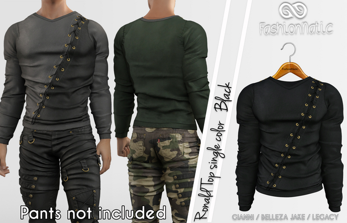 Ronald Male Top Black - Signature Gianni, Belleza Jake , Legacy - FashionNatic