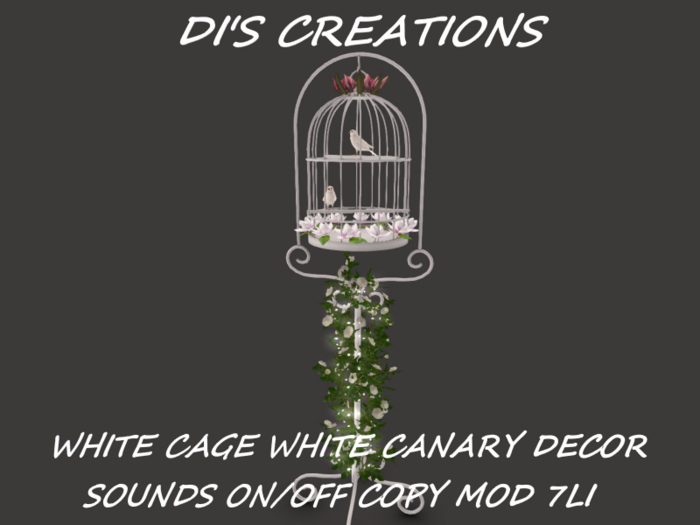 WHITE CAGE CANARY DECOR SOUNDS ON/OFF