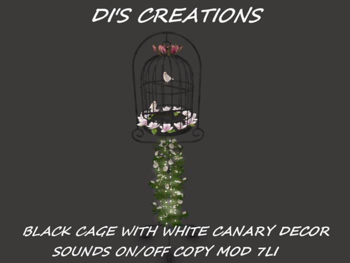 BLACK CAGE CANARY DECOR SOUNDS ON/OFF