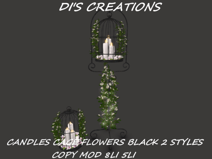 V1 CANDLES CAGE FLOWERS BLACK