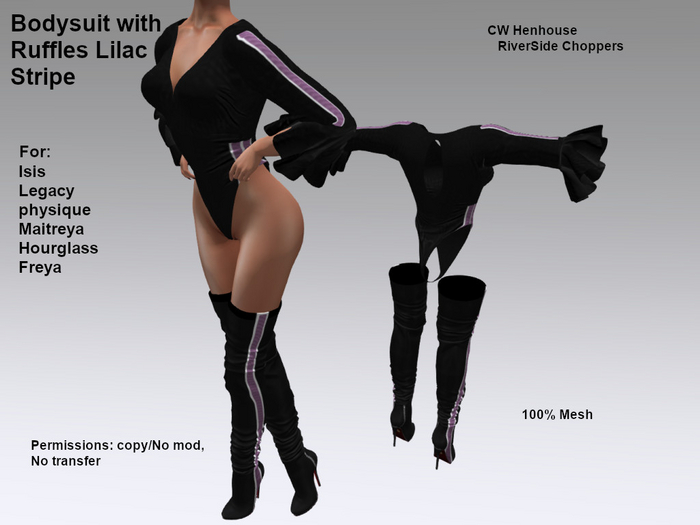 [CW] -Bodysuit with Ruffles Outfit Lilac Stripe  -BOX