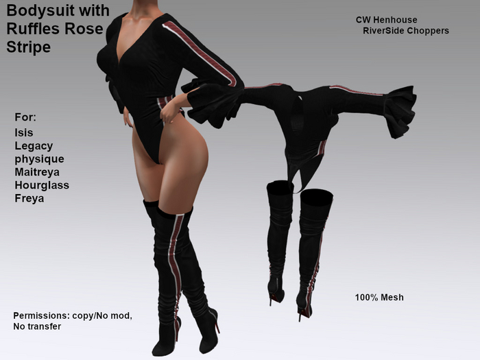 [CW] -Bodysuit with Ruffles Outfit Rose Stripe -BOX