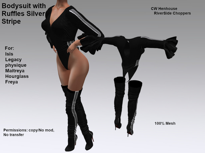 [CW] -Bodysuit with Ruffles Outfit Silver Stripe -BOX