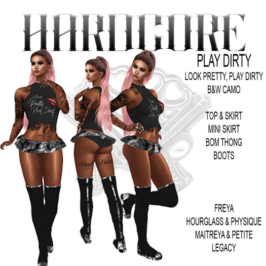 PLAY DIRTY BLACK N WHITE CAMO  WOMENS SET