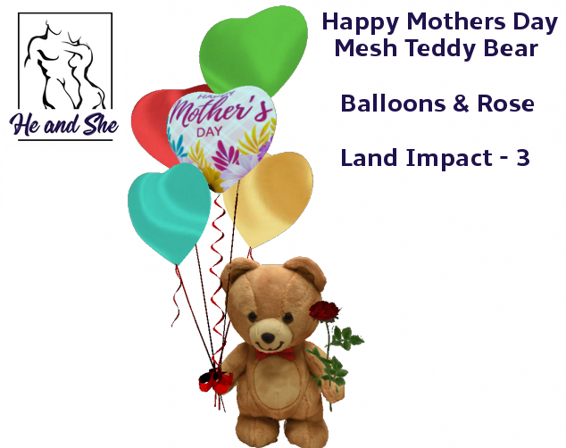 Happy Mothers Day Mesh Teddy Bear holding Balloons & Rose Promo Gift ***** Promotional Mom Gift Sale Price 50L
