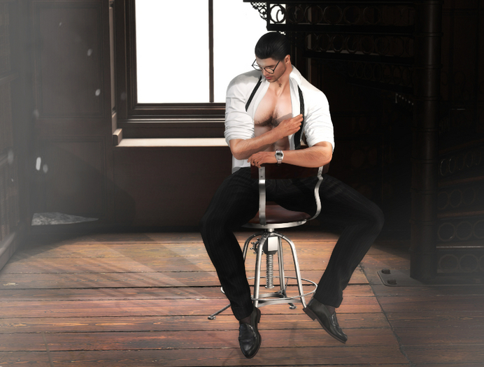 {Caress} Sitting Male Pose and Stool