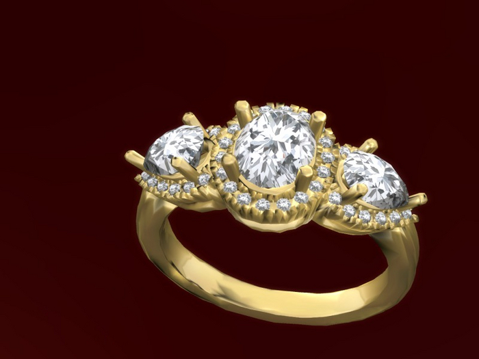 TM Oval and Pear Diamond Right-Hand Ring