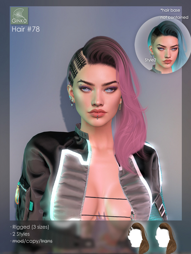 [Ginko Hair] #78 Hair - Fatpack - cyberpunk sidecut undercut half shaved cornrow braids