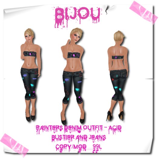 Splattered Denim Outfit - Acid colours