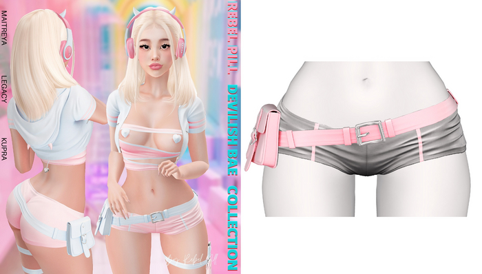 Rebelpill - Devilicious Bae Collection Shorts Light Grey