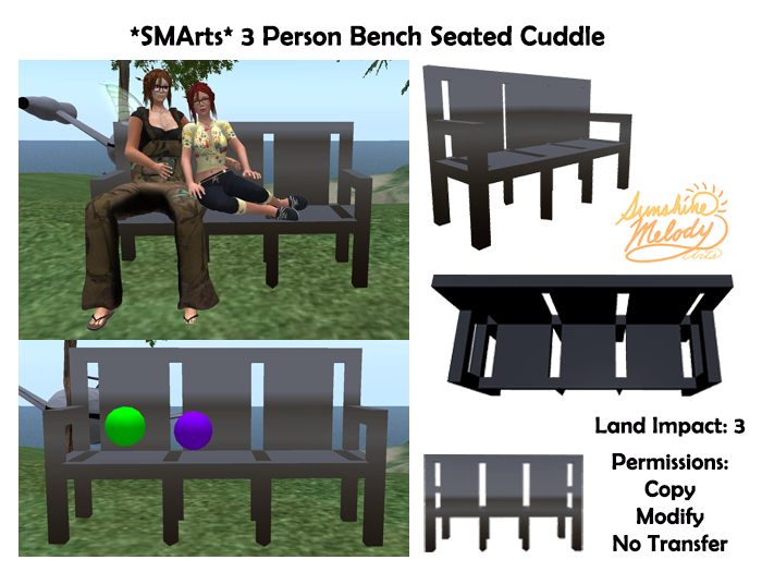 *SMArts* 3 Person Bench Sit Cuddle