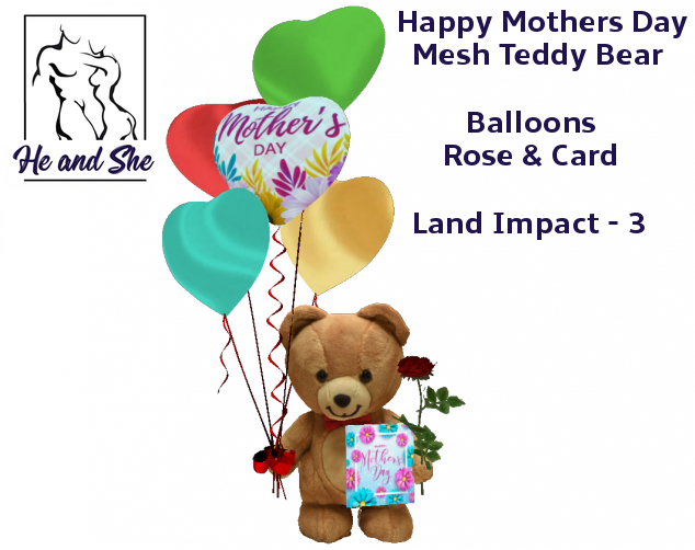 Happy Mothers Day Mesh Teddy Bear holding Balloons, Rose & Card Promo ****** Promotional Gift Mom Sale Price 50L