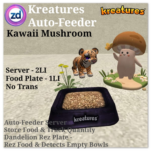 *ZD* Kreatures Auto-Feeder - Kawaii Mushroom