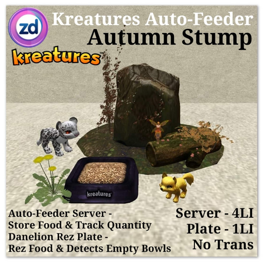 *ZD* Kreatures Auto-Feeder - Autumn Stump