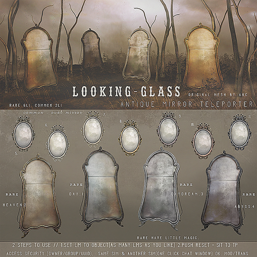 7) {anc} Looking-glass. {oval mirror} platinum