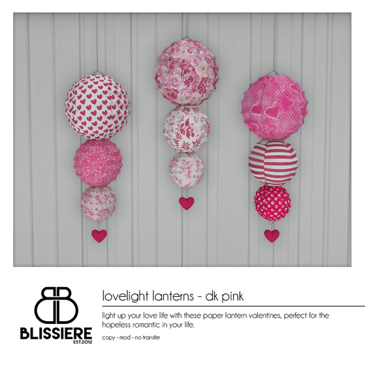 [blissiere] lovelight lanterns - dk pink