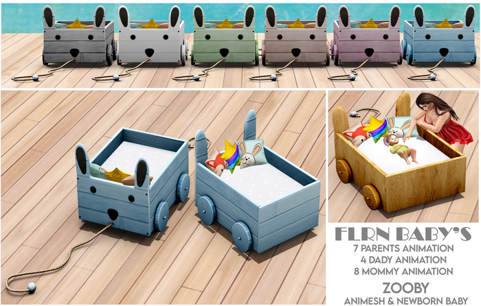 FLRN BABY'S - Bunny Pull Carts Bed_Set II