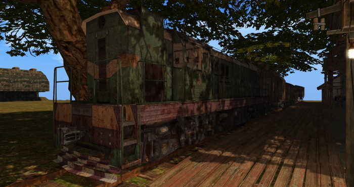 Broken old diesel locomotive Mesh