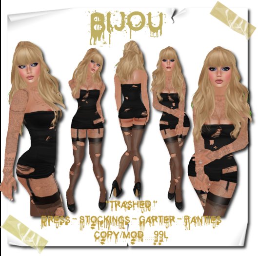 "Trashed" Dress - Black - BIJOU