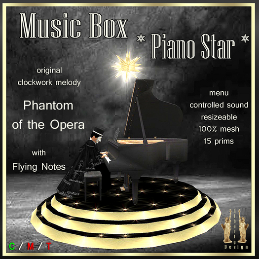 Premium Musical clock  "Piano Star" sound & resize menu V5 / boxed