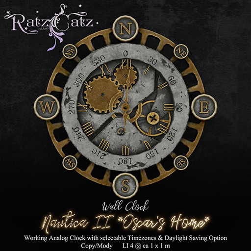 .: RatzCatz :. Nautica II *Oscar's Home* Wall Clock*