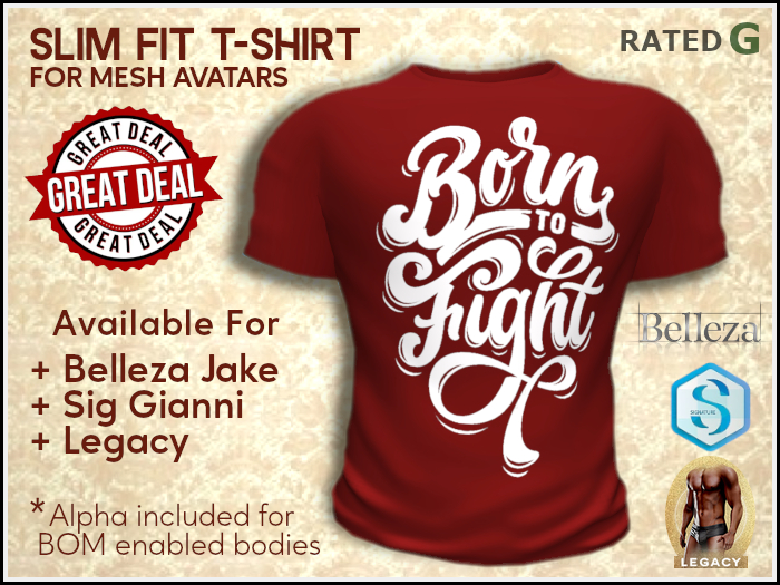 Red Born To Fight T Shirt