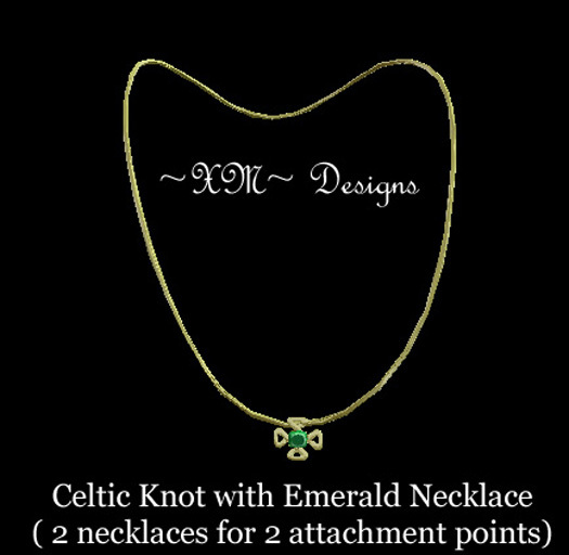 ~XM~ Celtic Knot with Emerald Necklace