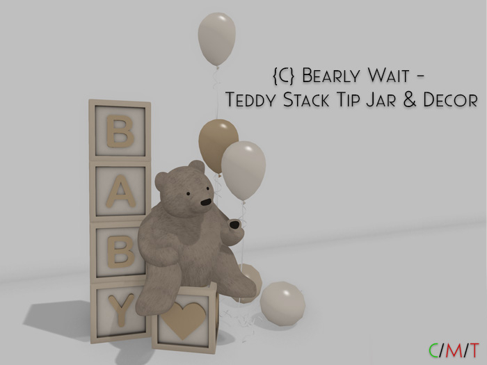 {C} Bearly Wait - Teddy Stack Tip Jar & Decor