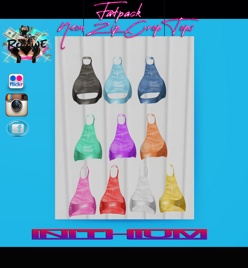 Romwe: Neon Zip Crop Tops Fatpack
