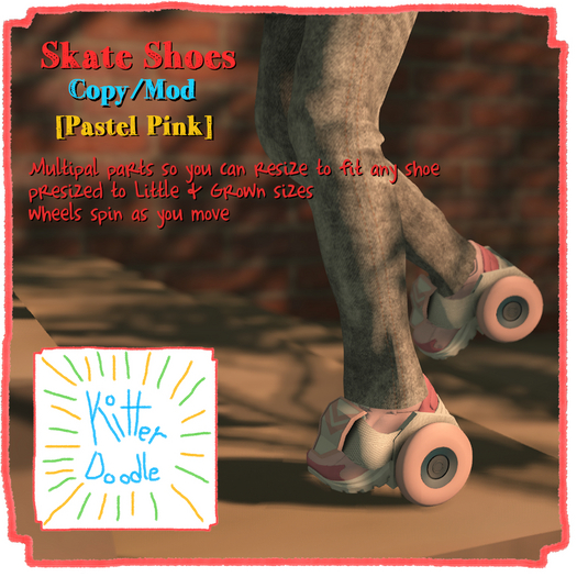 [KitterDoodle] Pink Skate Shoes