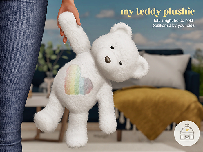 hive // my teddy plushie . white rainbow